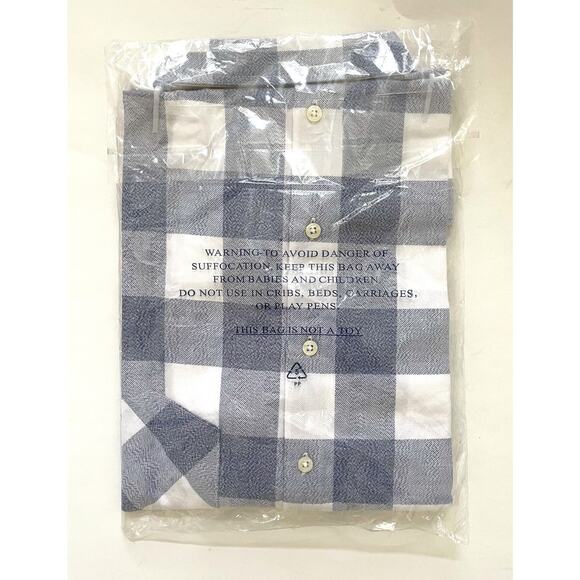 UNTUCKit Plaid Button Down Collared Blouse Shirt Navy Blue White Size 16 NEW - Picture 8 of 9